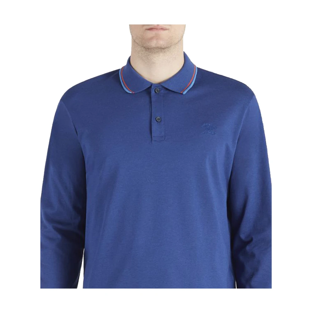 PAUL & SHARK Katoenen Polo Shirt met Lange Mouwen Blue Heren