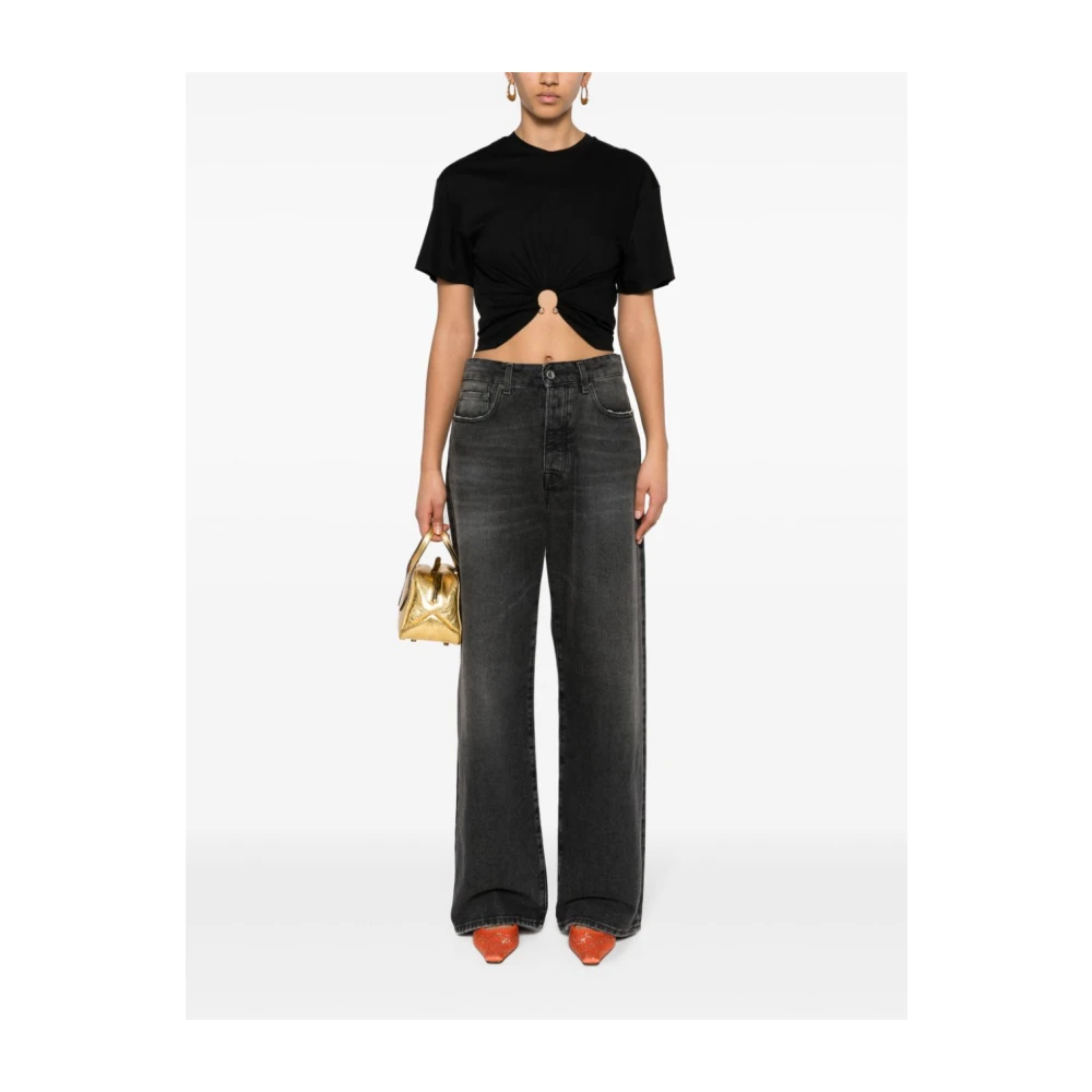 Paco Rabanne Zwarte Jersey Crew Neck Top Black Dames