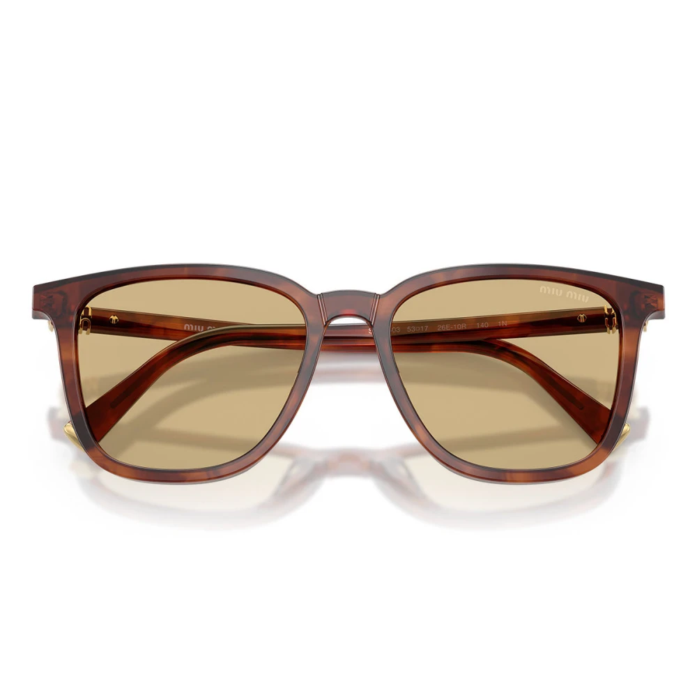 Miu Miu Woman Sunglass MU B03S - Frame color: Striped Tobacco, Lens color: Yellow - Image 3