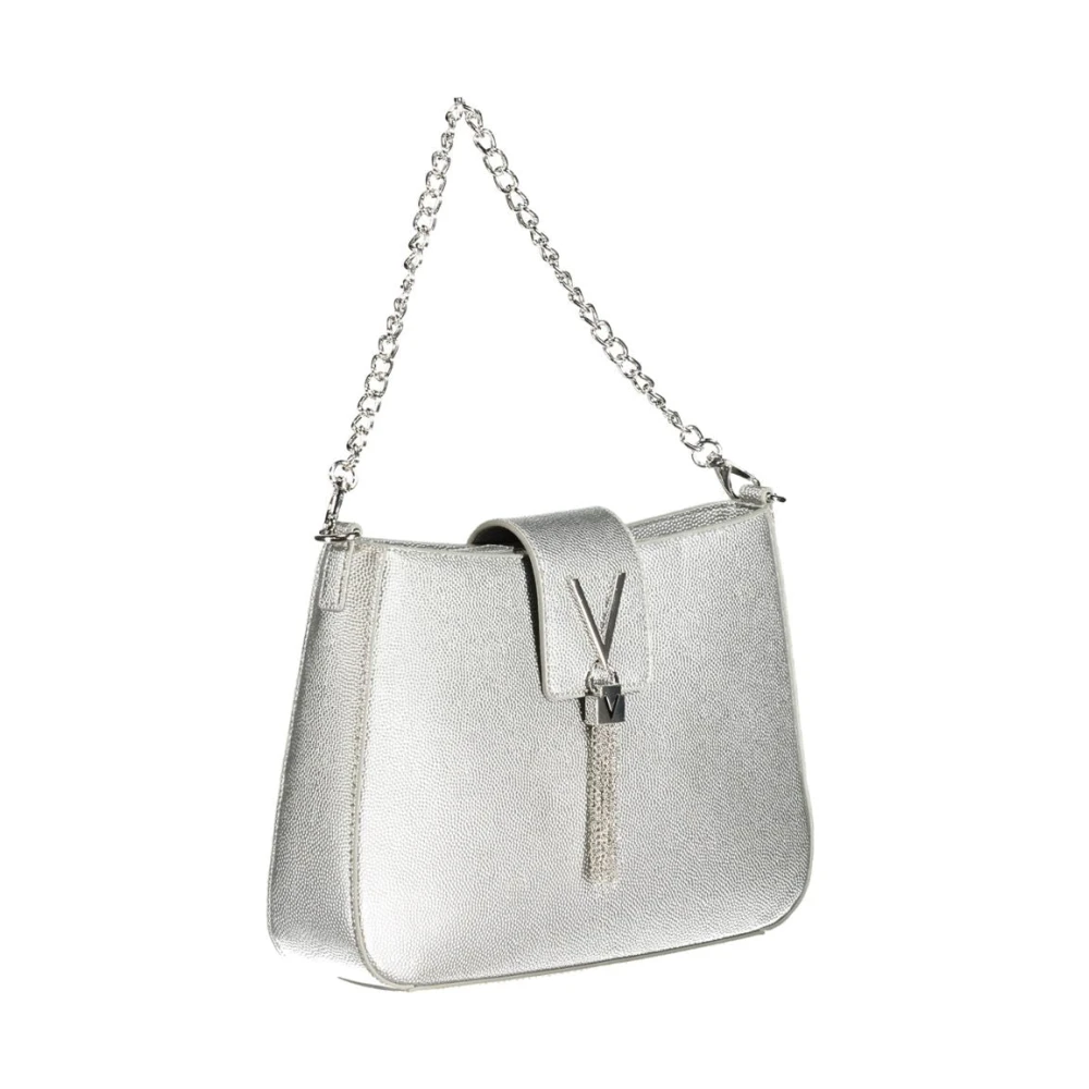 Valentino by Mario Valentino Zilveren Polyethyleen Handtas met Kettingriem Gray Dames