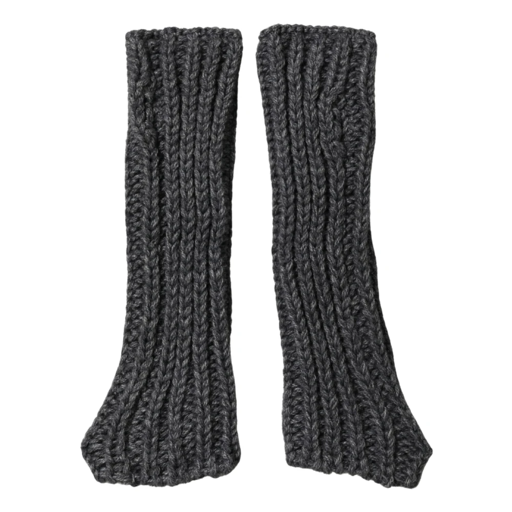 Dolce & Gabbana Women's Gray Acrylic Knitted Fingerless Arm Warmers