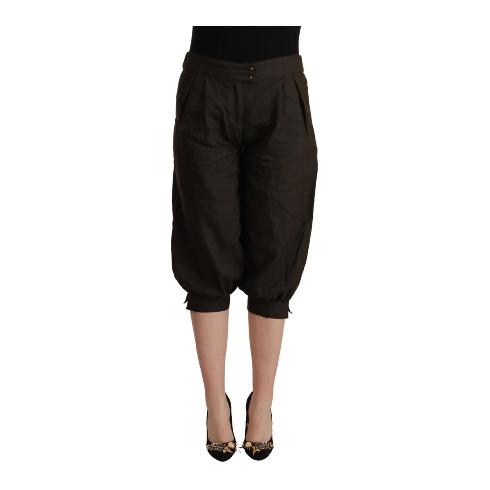Gianfranco Ferré Bruine Cropped Harem Broek Rits Sluiting Brown Dames