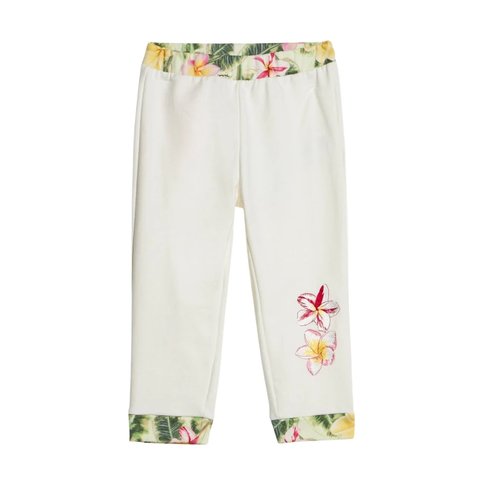 Roberto Cavalli Girls Multicolor Sweatpants, 2 Y, Floral Embroidered Sport Trousers