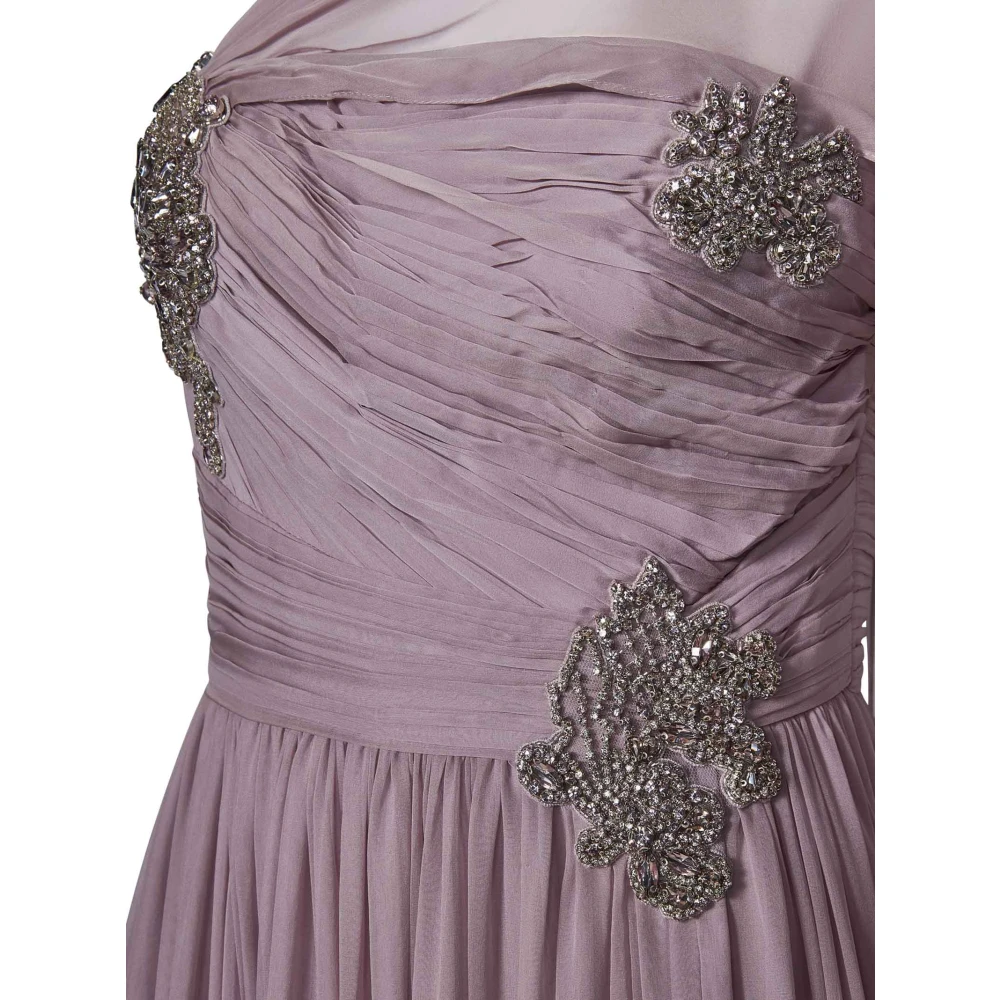 Zuhair Murad Paarse Strapless Chiffon Jurk Versierd Purple Dames