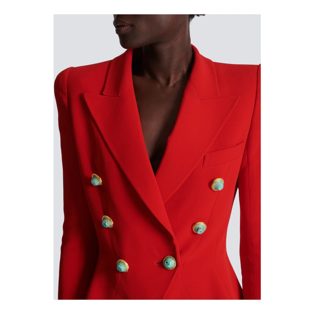 Balmain Slim-fit Crêpe Jas Red Dames