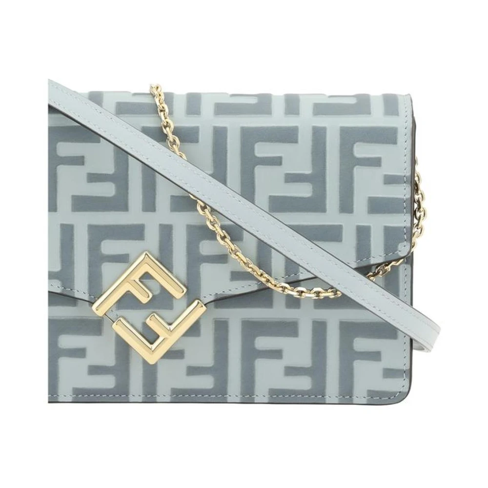 Fendi Diamanten Leren Clutch met Flap Blue Dames