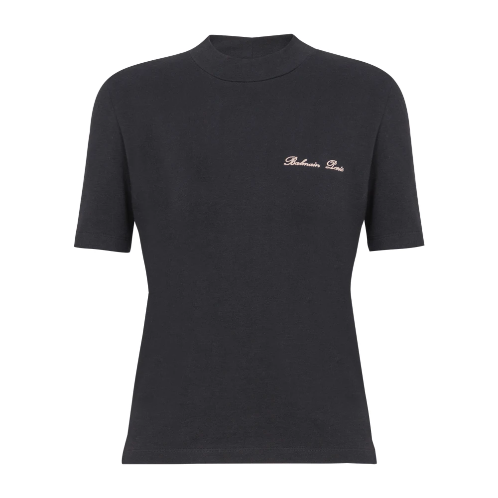 Balmain Geborduurd Signature T-shirt Black Dames