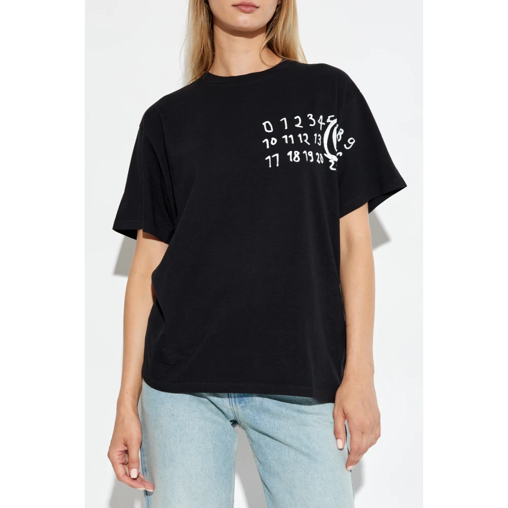 MM6 Maison Margiela Logo T-shirt Black Dames