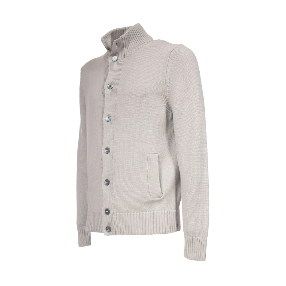 Gran Sasso Geribbelde wollen cardigan met knoopsluiting Gray Heren