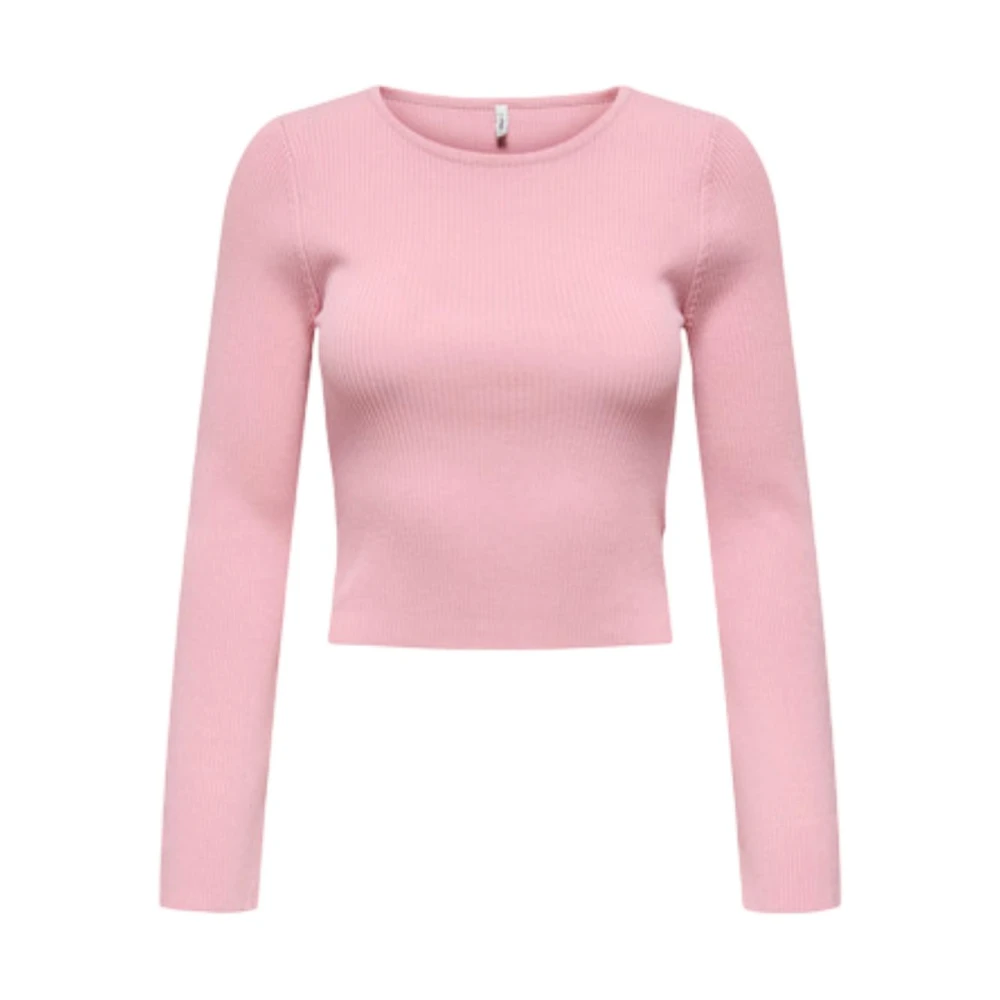 Only Women's Pink Long Sleeve Round Neck Knitwear