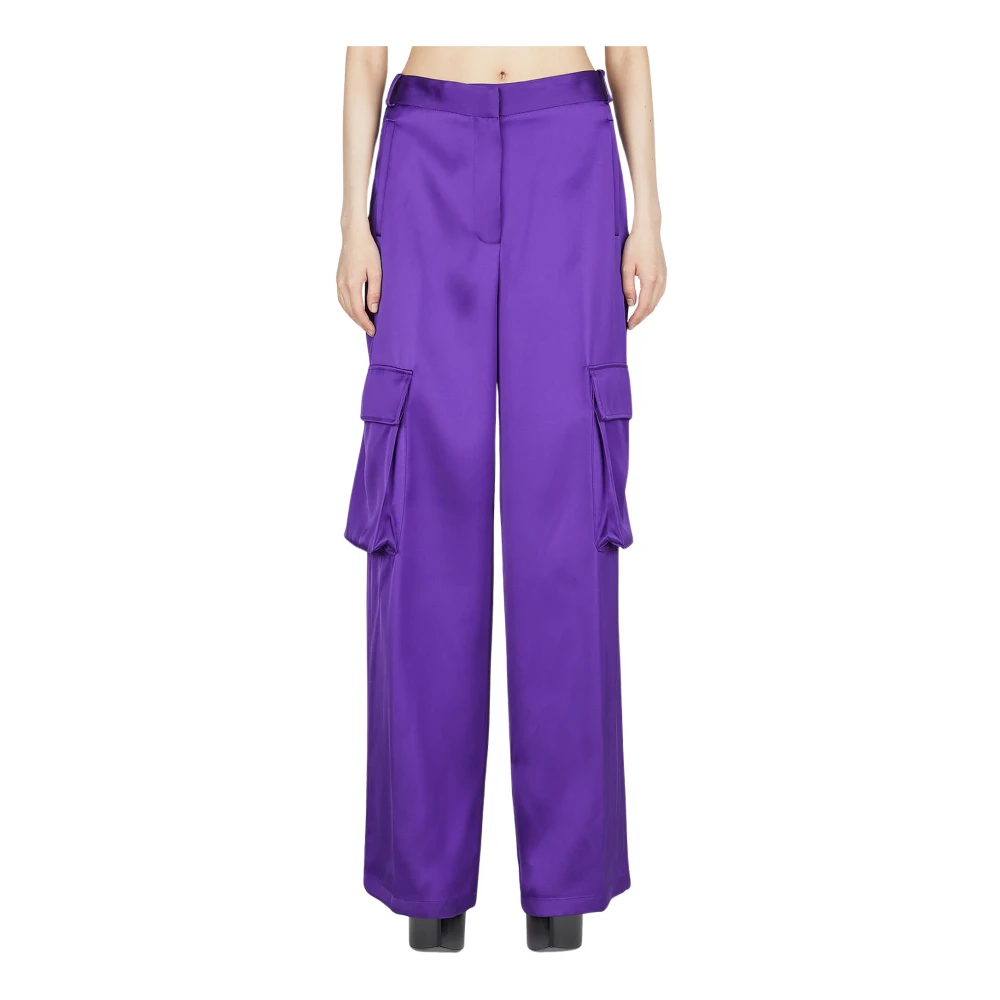 Versace Women's Purple Satin Cargo Pants