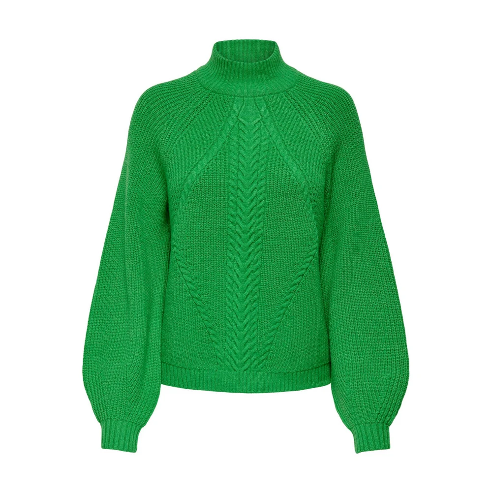 Only Hoge hals Gebreide Trui met Detail Green Dames