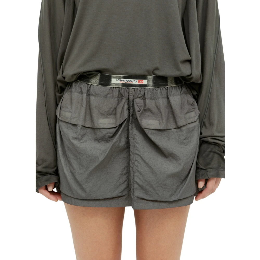 Diesel Minirok met Contrasterende Tailleband Gray Dames