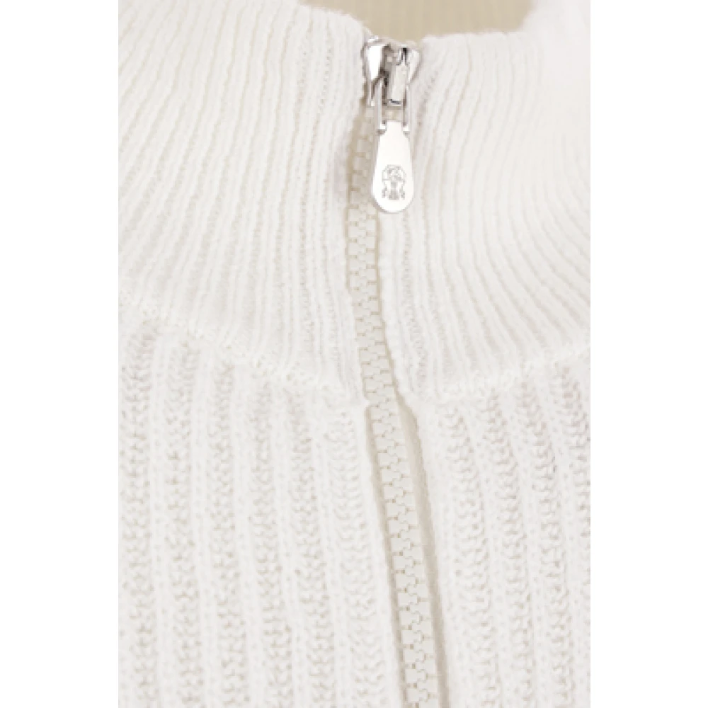 BRUNELLO CUCINELLI Wit Geribbeld Katoen Zip Vest White Heren