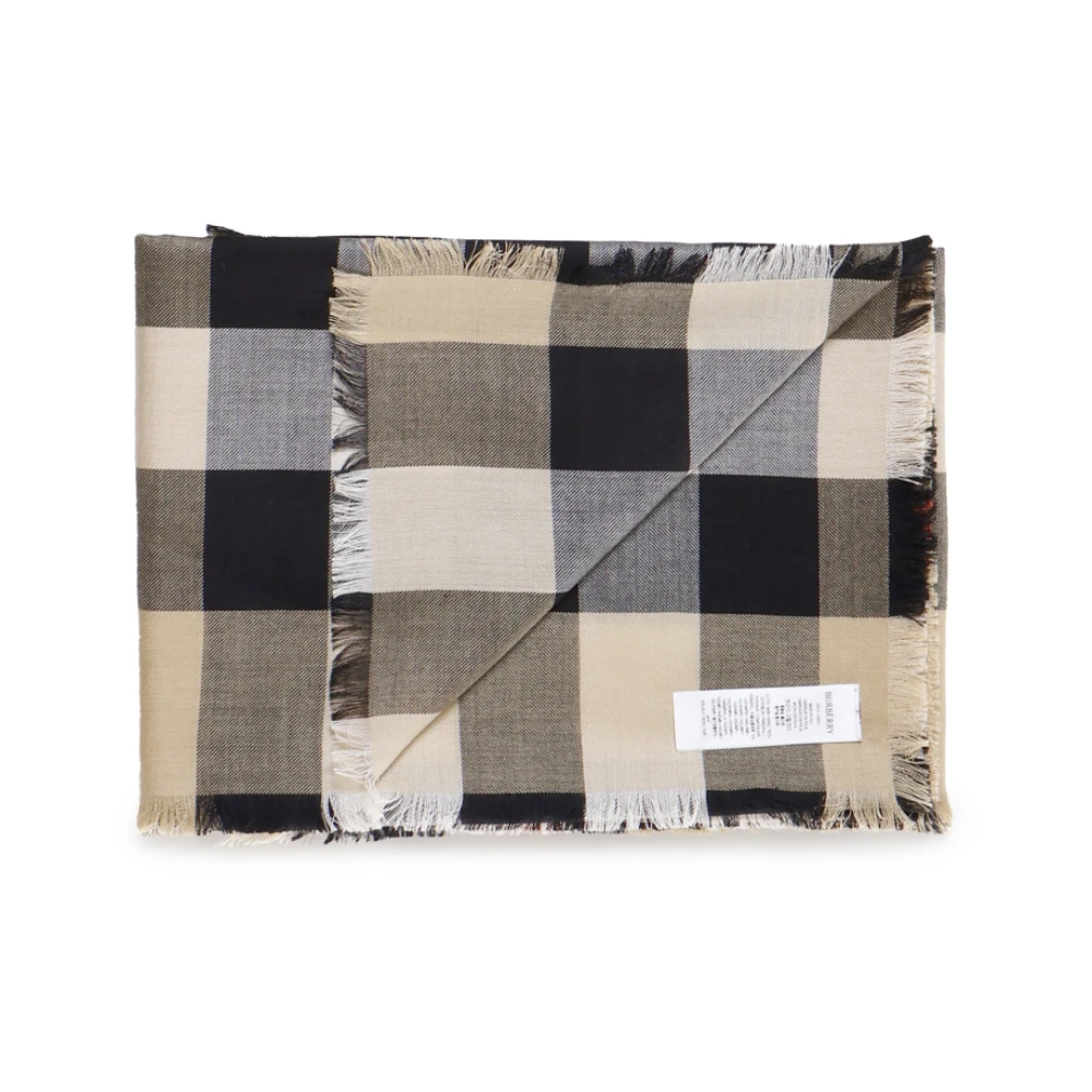 Burberry Luxe Geruit Patroon Zijden Sjaal Beige Unisex