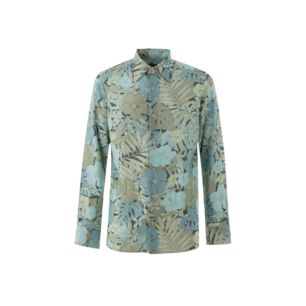 Tom Ford , Casual Shirts, Male, Multicolor, L, Light Blue Floral Print Shirt