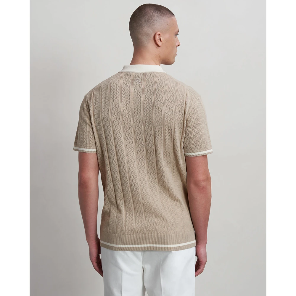 Filling Pieces Knit Polo White Pepper Beige Heren
