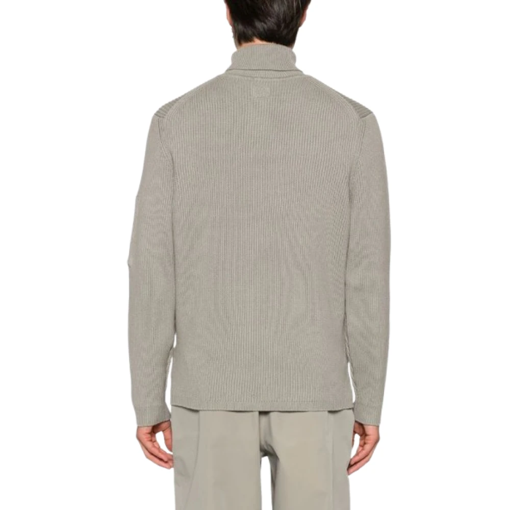 C.P. Company Geribbelde Coltrui met Mouwzak Gray Heren