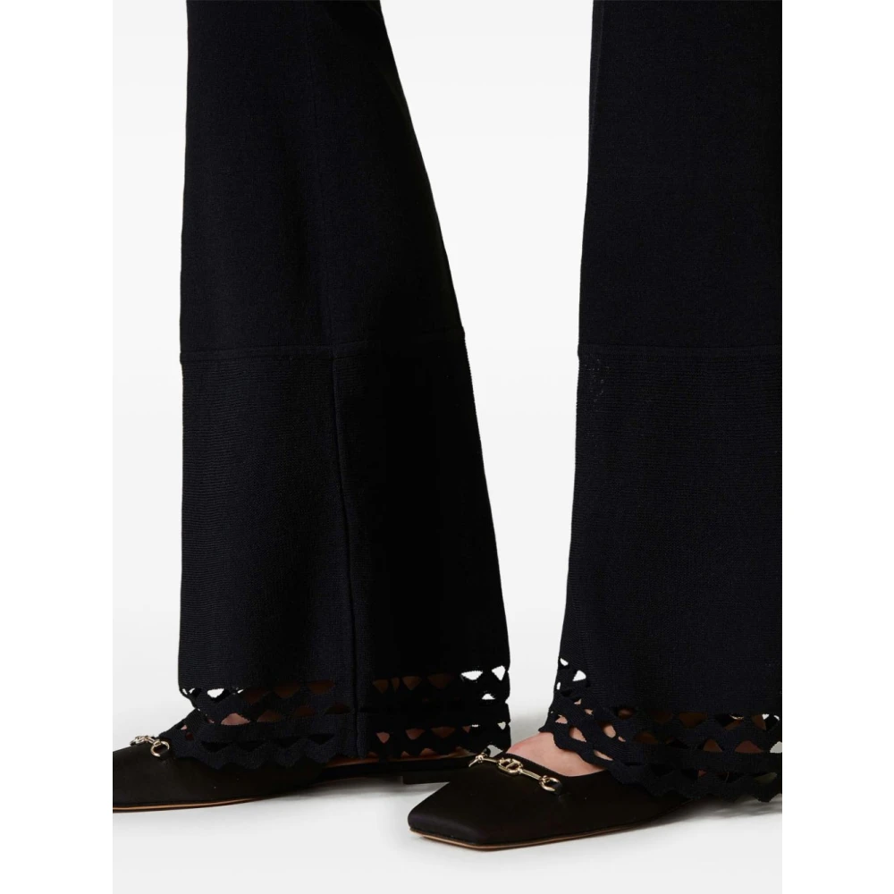 Twinset Zwarte broek met geschulpte rand Black Dames