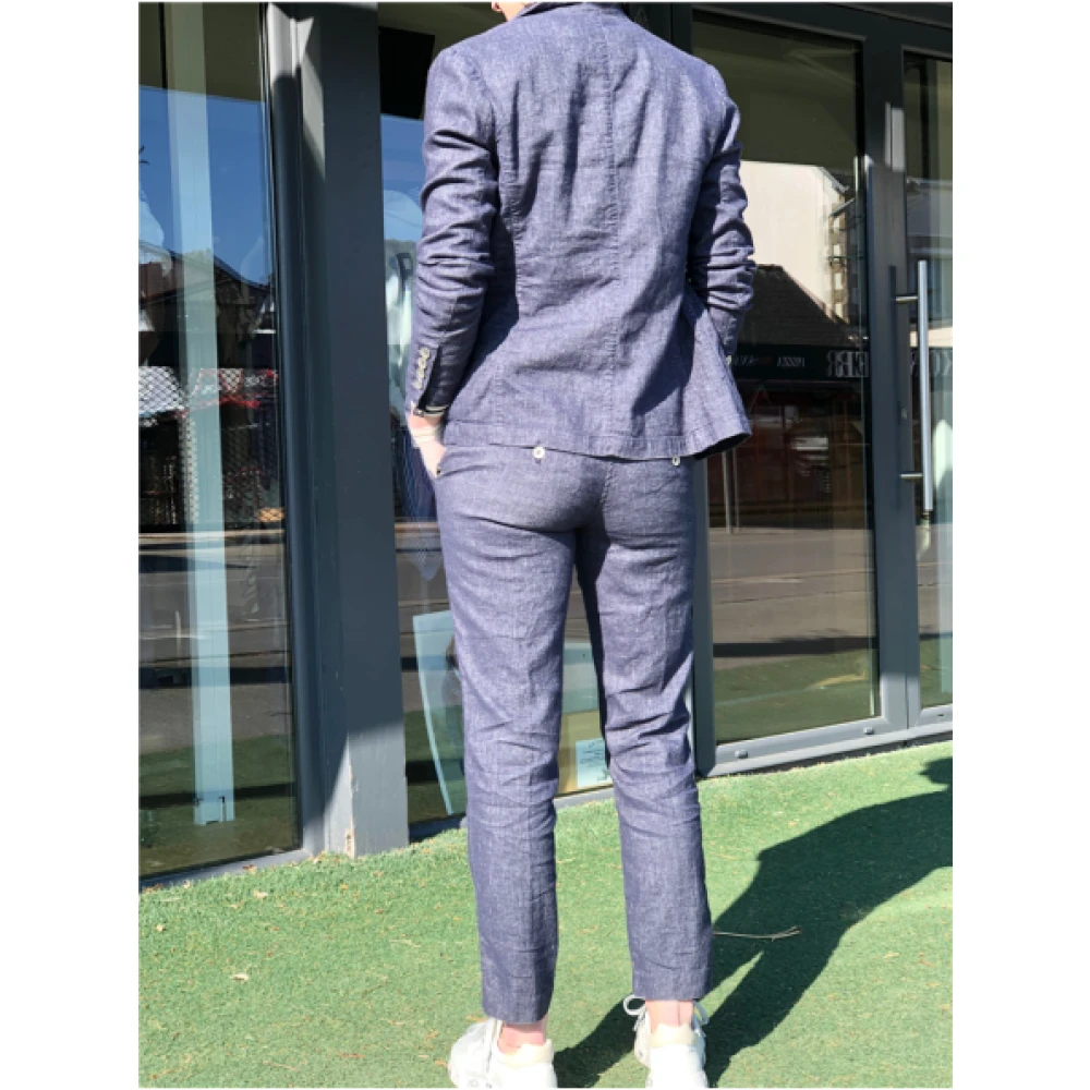Mason's Denim-effect Blazer met Knoopdetail Blue Dames