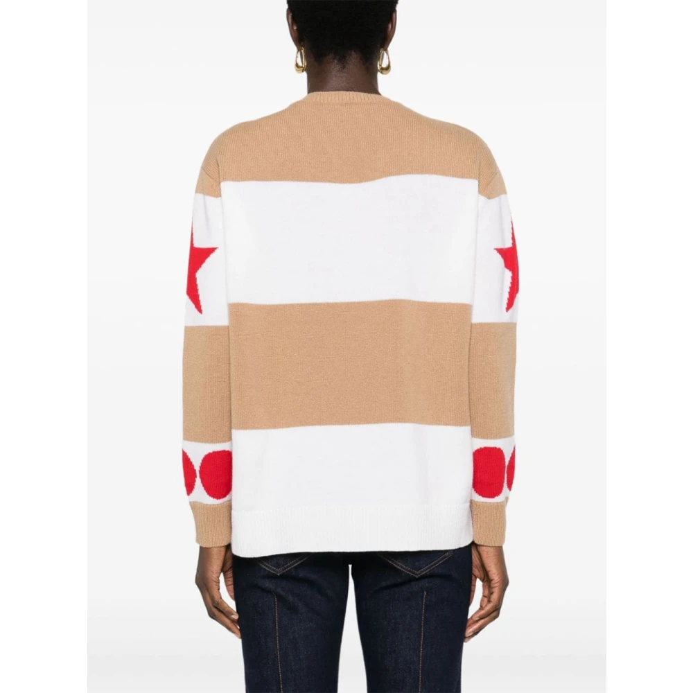 Max Mara Gestreepte Wol-Kasjmier Trui Brown Dames
