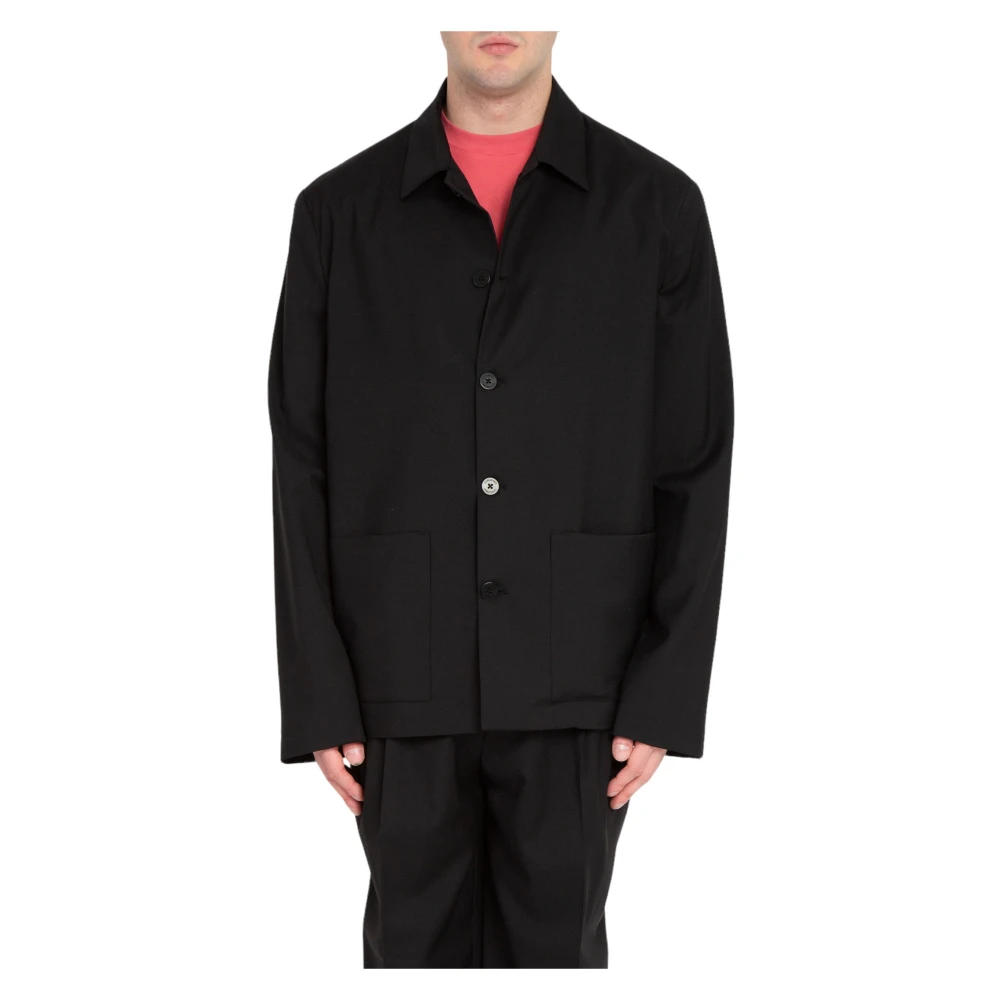 Costumein Fijne Wol Overshirt Black Heren