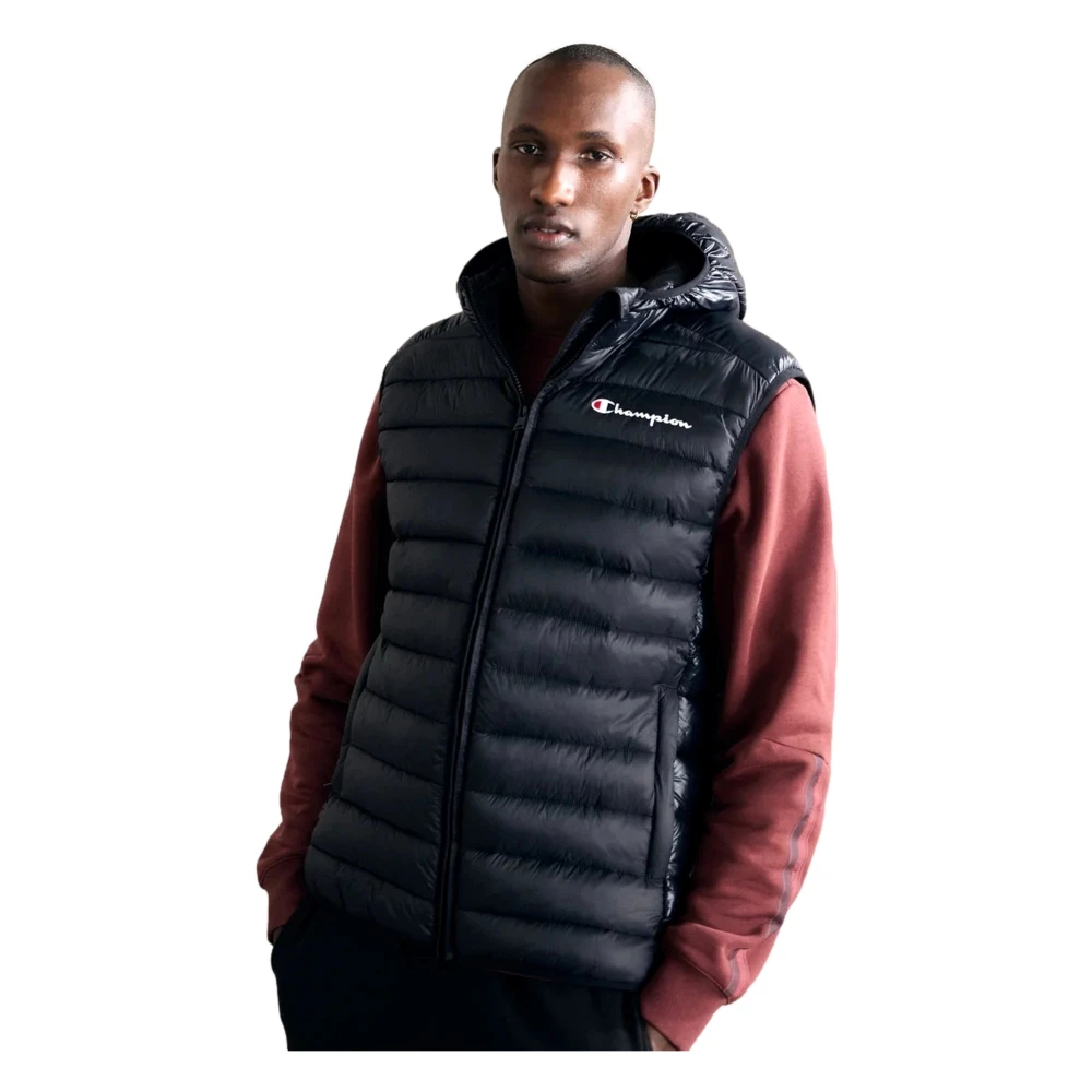 Champion Zwarte polygevulde vest met logo Black Heren