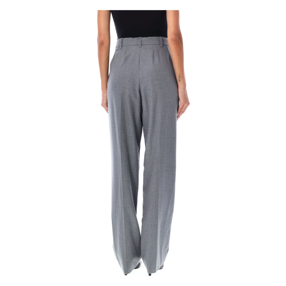 Stella Mccartney Grijze Wol Straight-Leg Broek Gray Dames