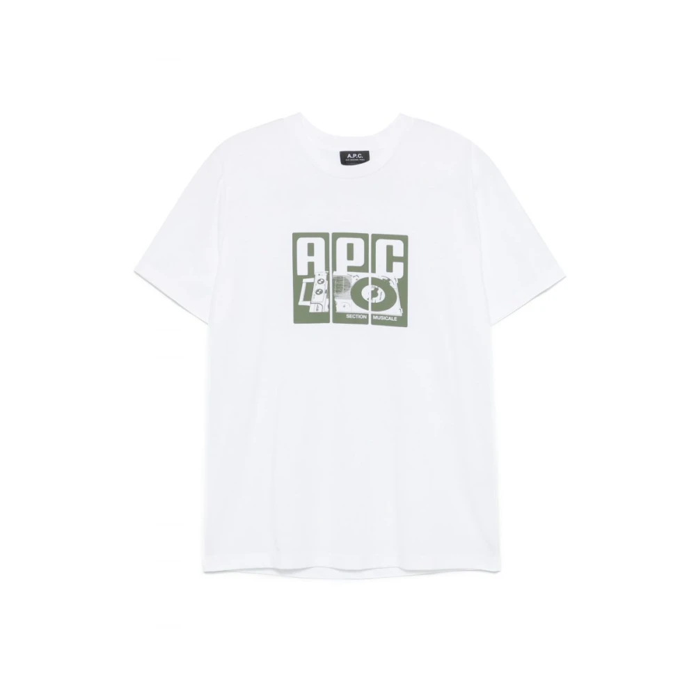 A.p.c. Wit Katoenen Bedrukt T-shirt White Heren