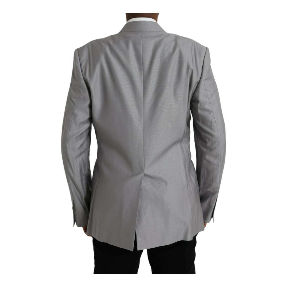 Dolce & Gabbana Grijze Peak Revers Wollen Blazer Gray Heren
