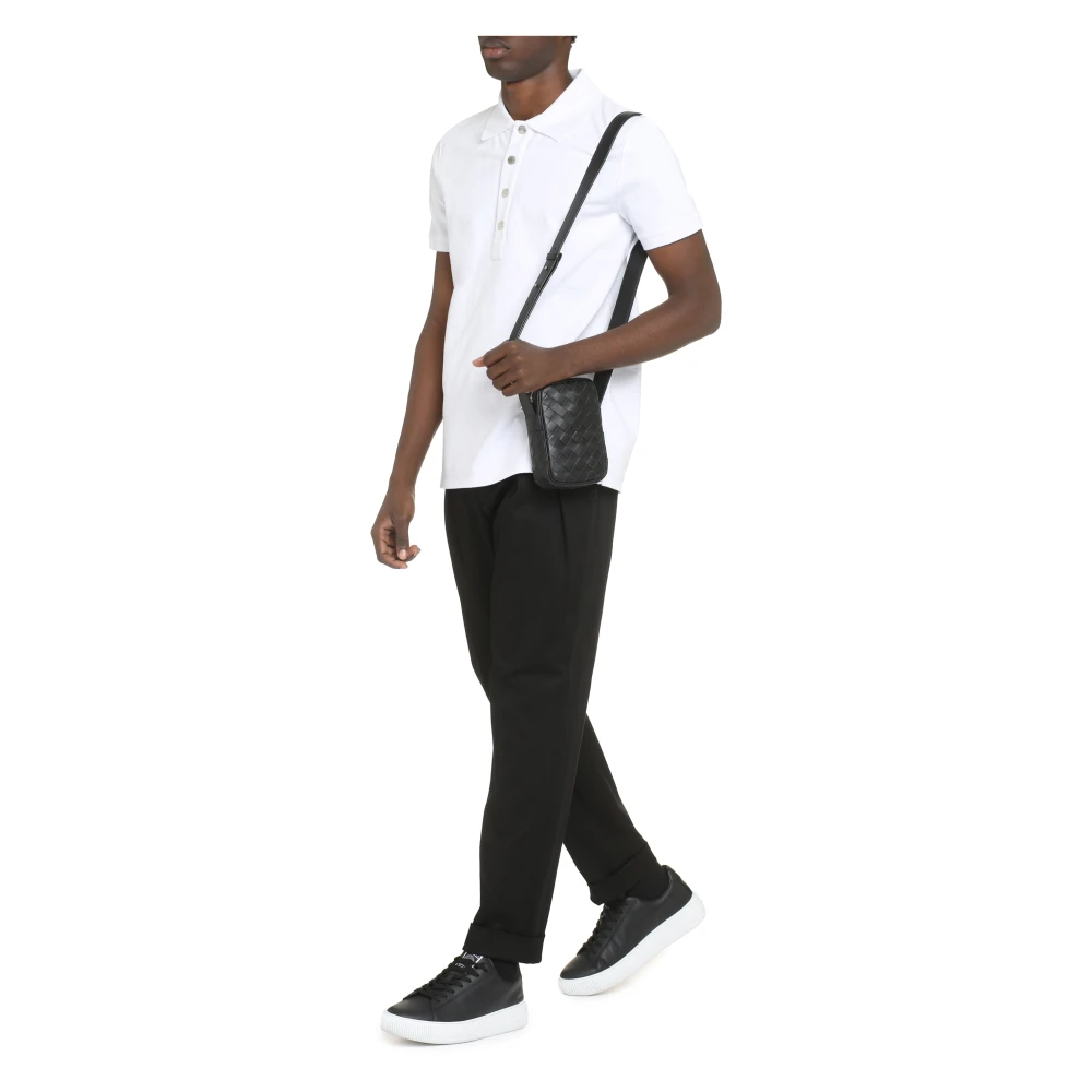 Balmain Geribbelde Gebreide Katoenen Poloshirt White Heren