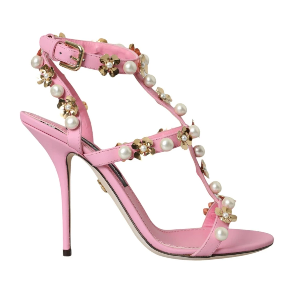 Dolce & Gabbana Women's Pink Embellished Heels Sandals