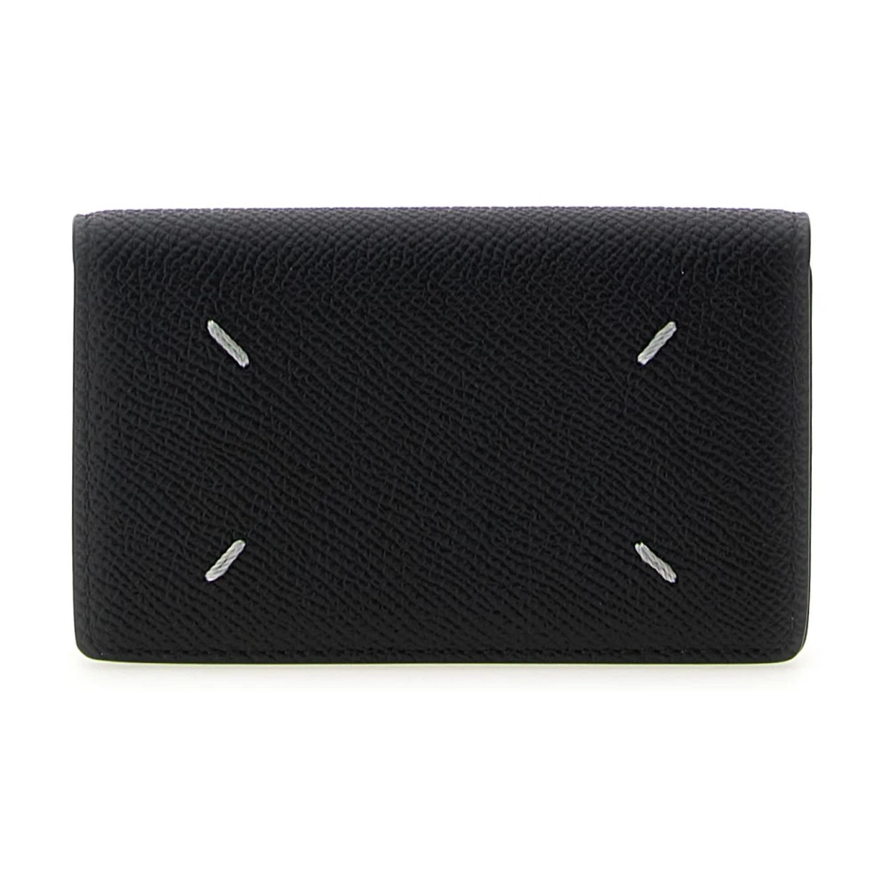 Maison Margiela , Wallets & Cardholders, Female, Black, One Size, Black Leather Card Holder Wallet - Image 4