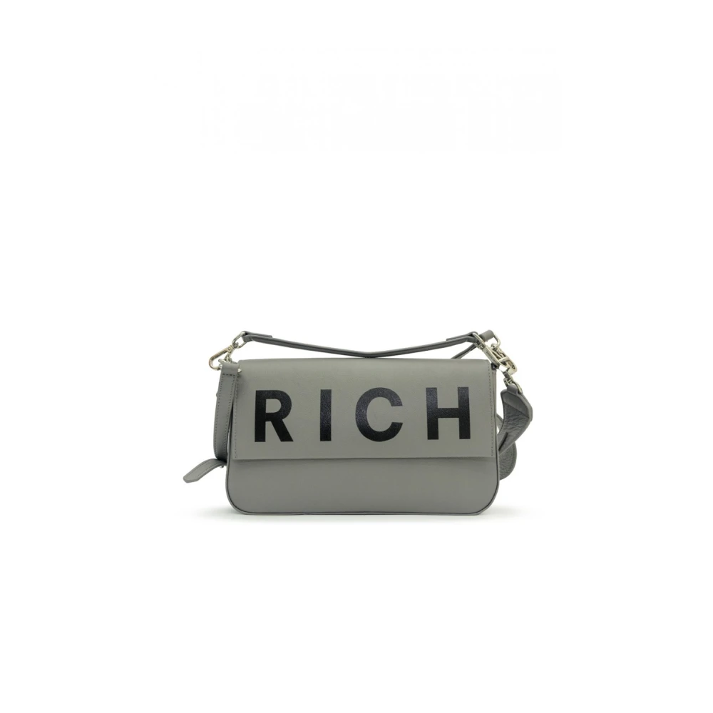 John Richmond Grijze en zwarte leren handtas Rwa24138Bo Gray Dames