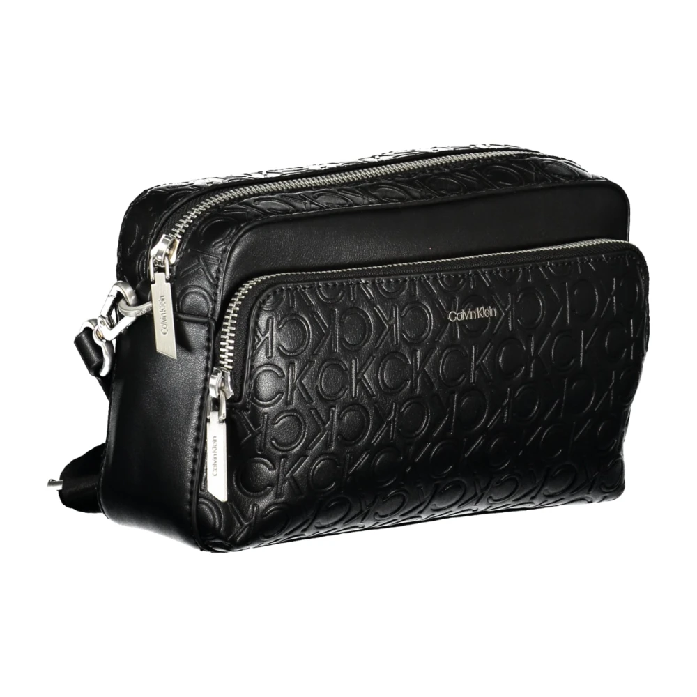 Calvin Klein Zwarte Schoudertas met Ritssluiting Black Dames
