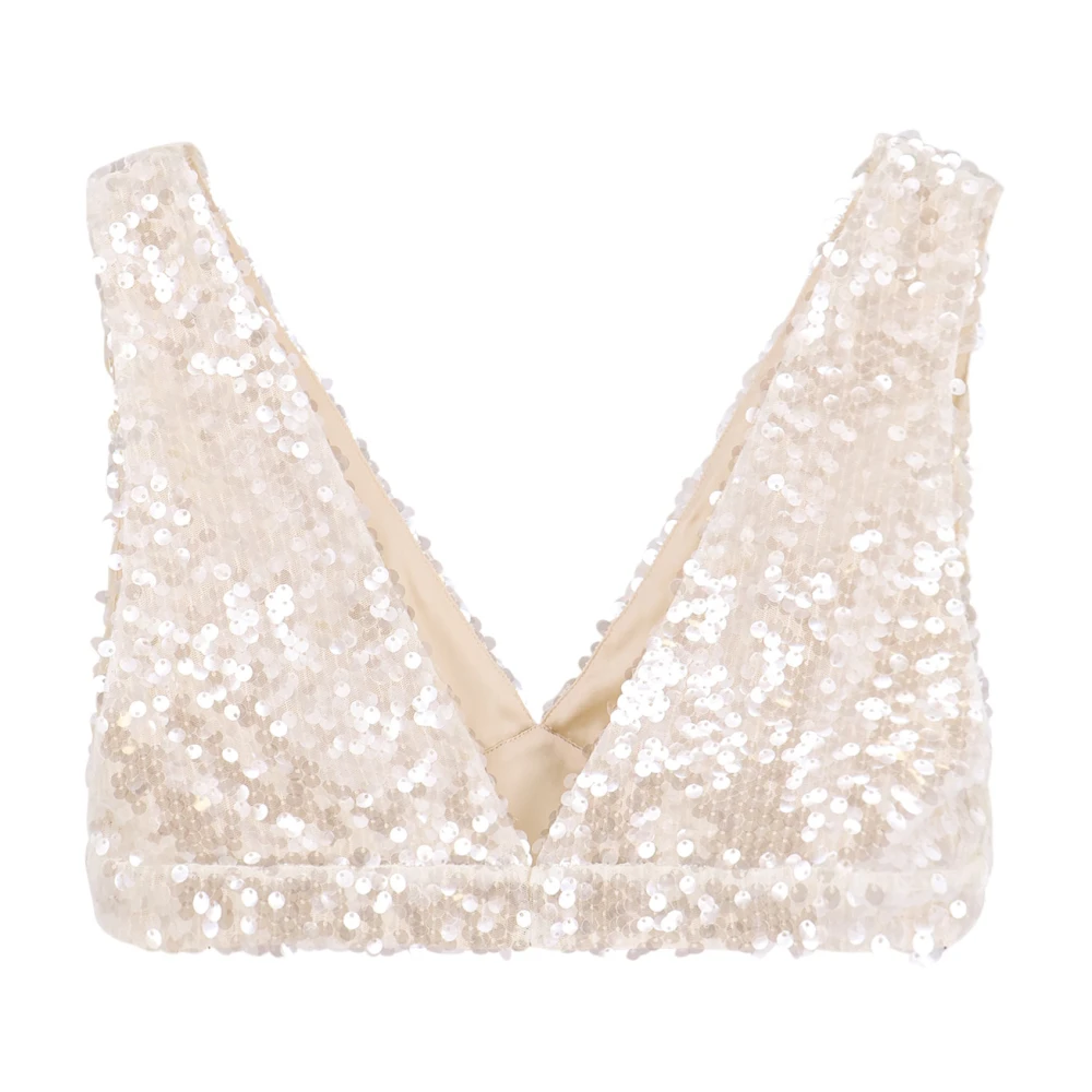 Philosophy di Lorenzo Serafini Paillet Crop Top met V-hals Beige Dames