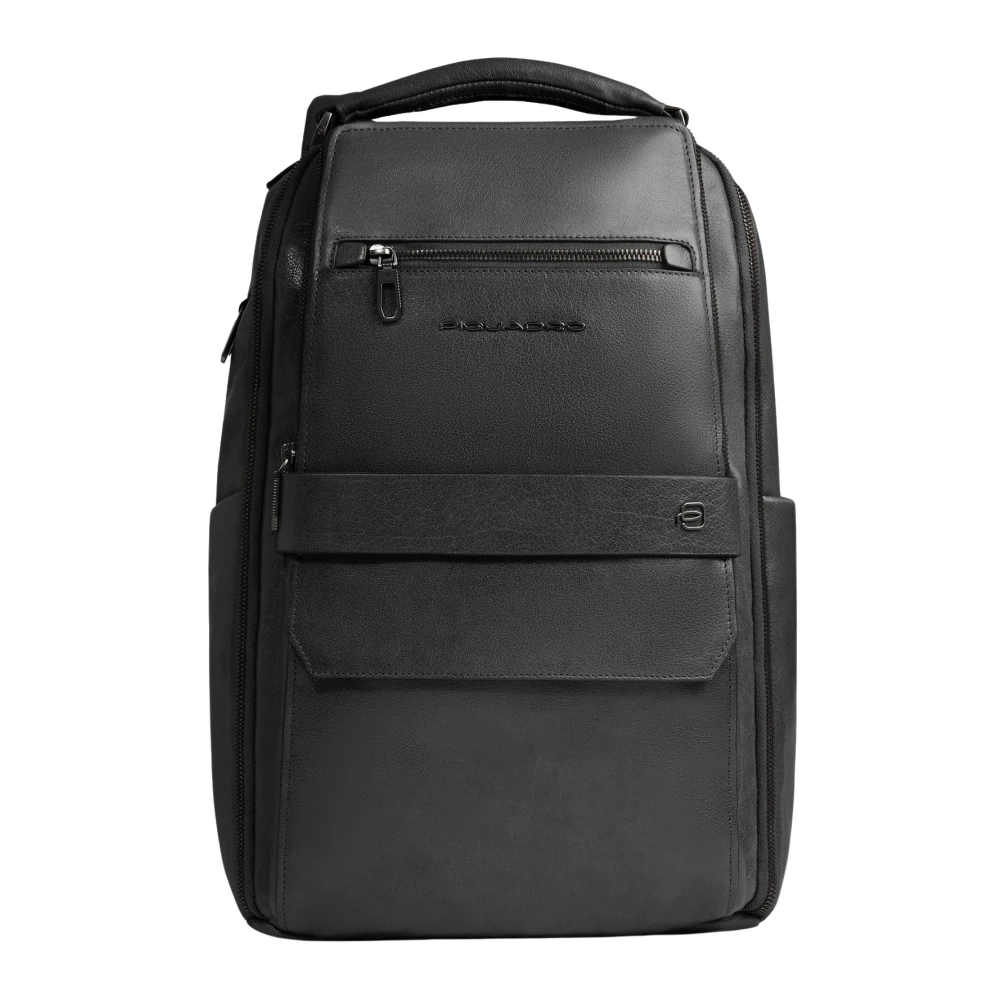 Piquadro Uomo Nero Zaino Per Laptop Da Viaggio Personalizzabile 14"
