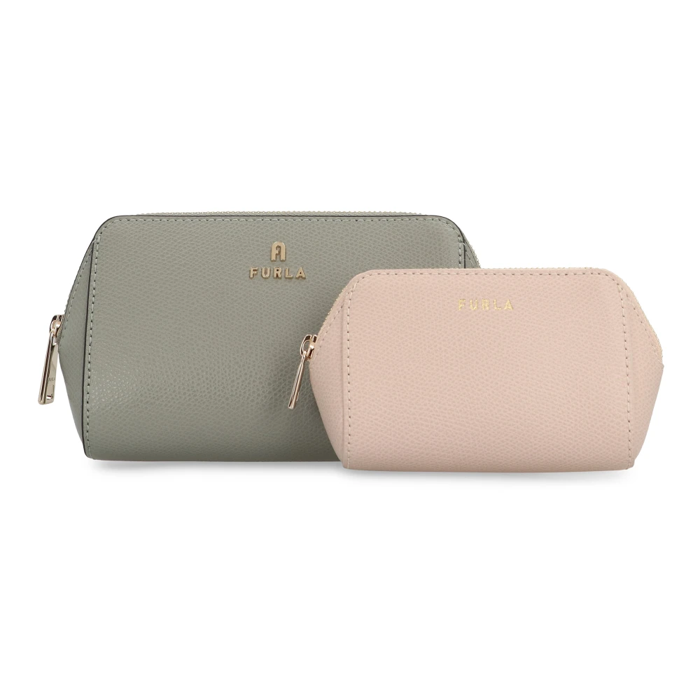 Furla Korrelig Leren Pouch met Interne Zak Gray Dames