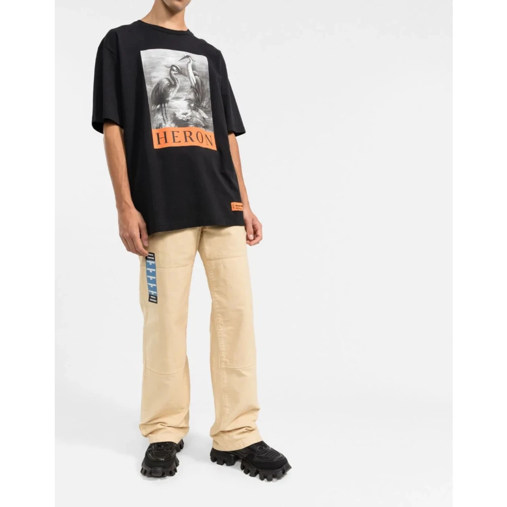 Heron Preston BW Logo Print T-shirt van katoen Black Heren