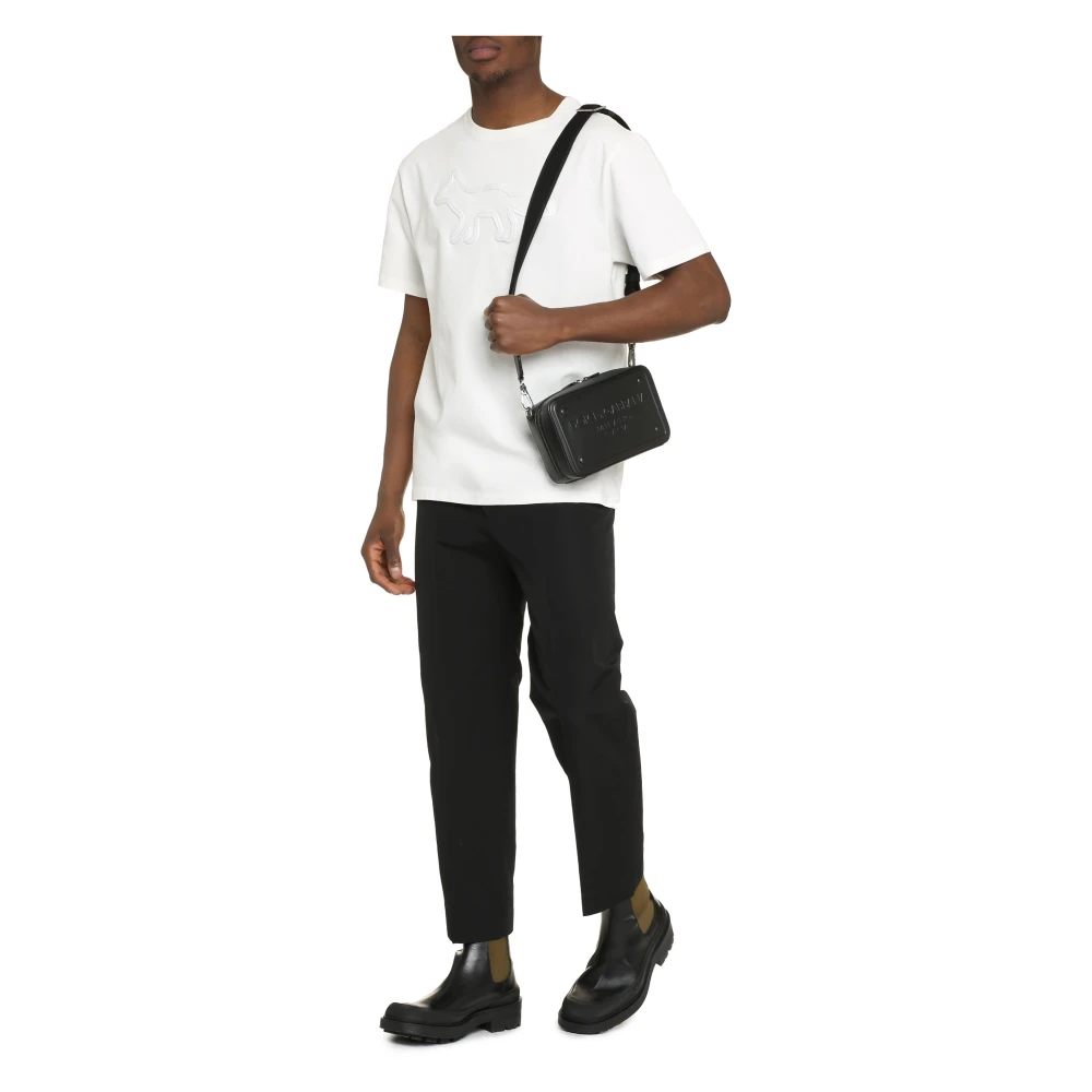 Maison Kitsuné Katoenen T-shirt met Patch Detail Beige Heren