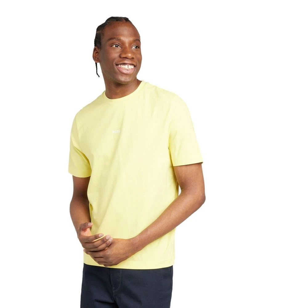 Hugo Boss Gele Katoenen T-shirt met korte mouwen Yellow Heren