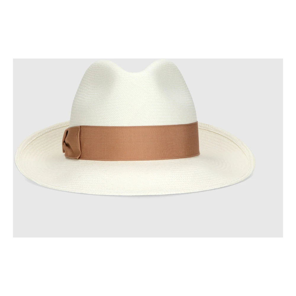 Borsalino Moderne Panama Hoed met Brede Rand White Dames