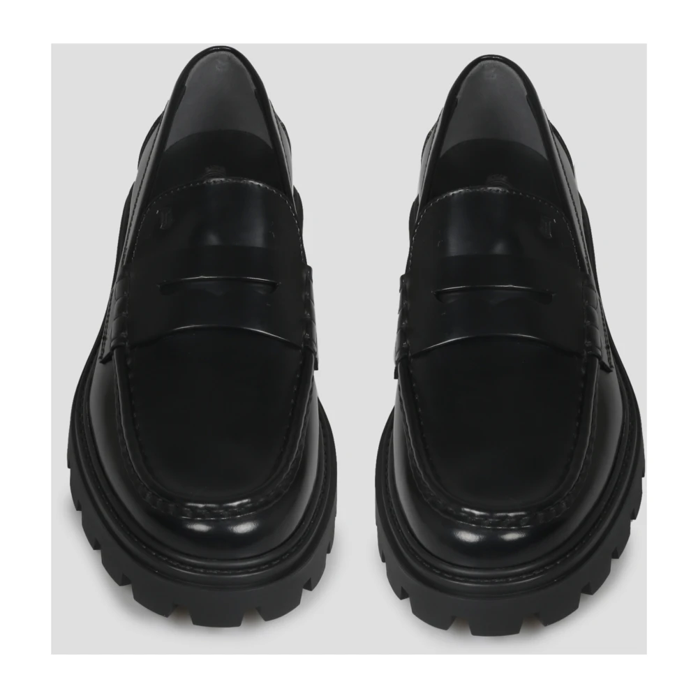 TOD'S Preppy Loafer in halfglanzend leer Black Dames