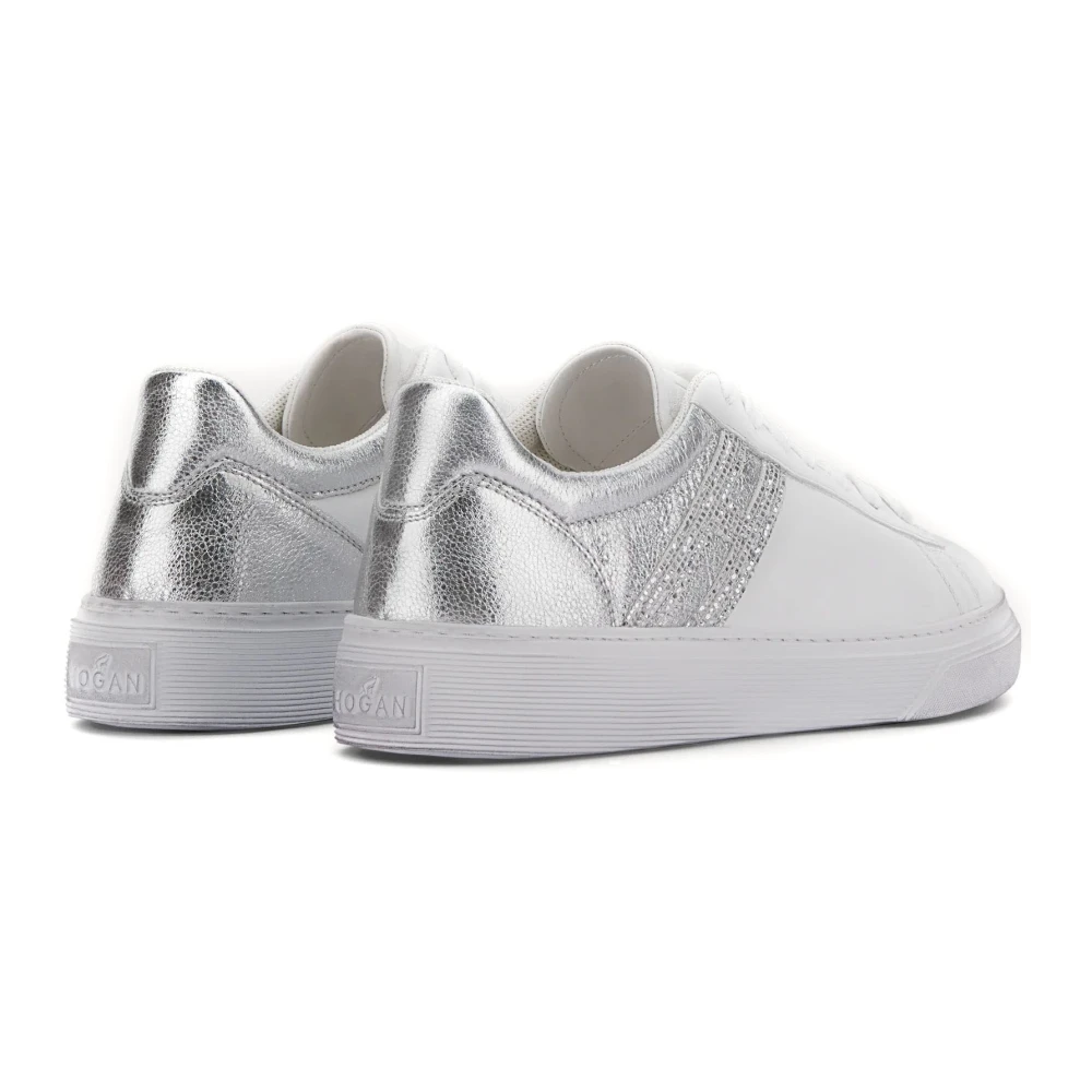 Hogan Witte Leren Sneakers met Glitterdetail White Dames