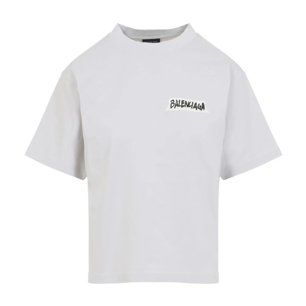 Balenciaga Women's White Masking Tape T-Shirt - T-Shirts - M - Tops