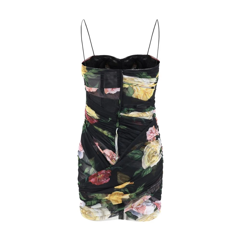 Dolce & Gabbana Bloemen Gedrapeerde Mini Jurk Multicolor Dames