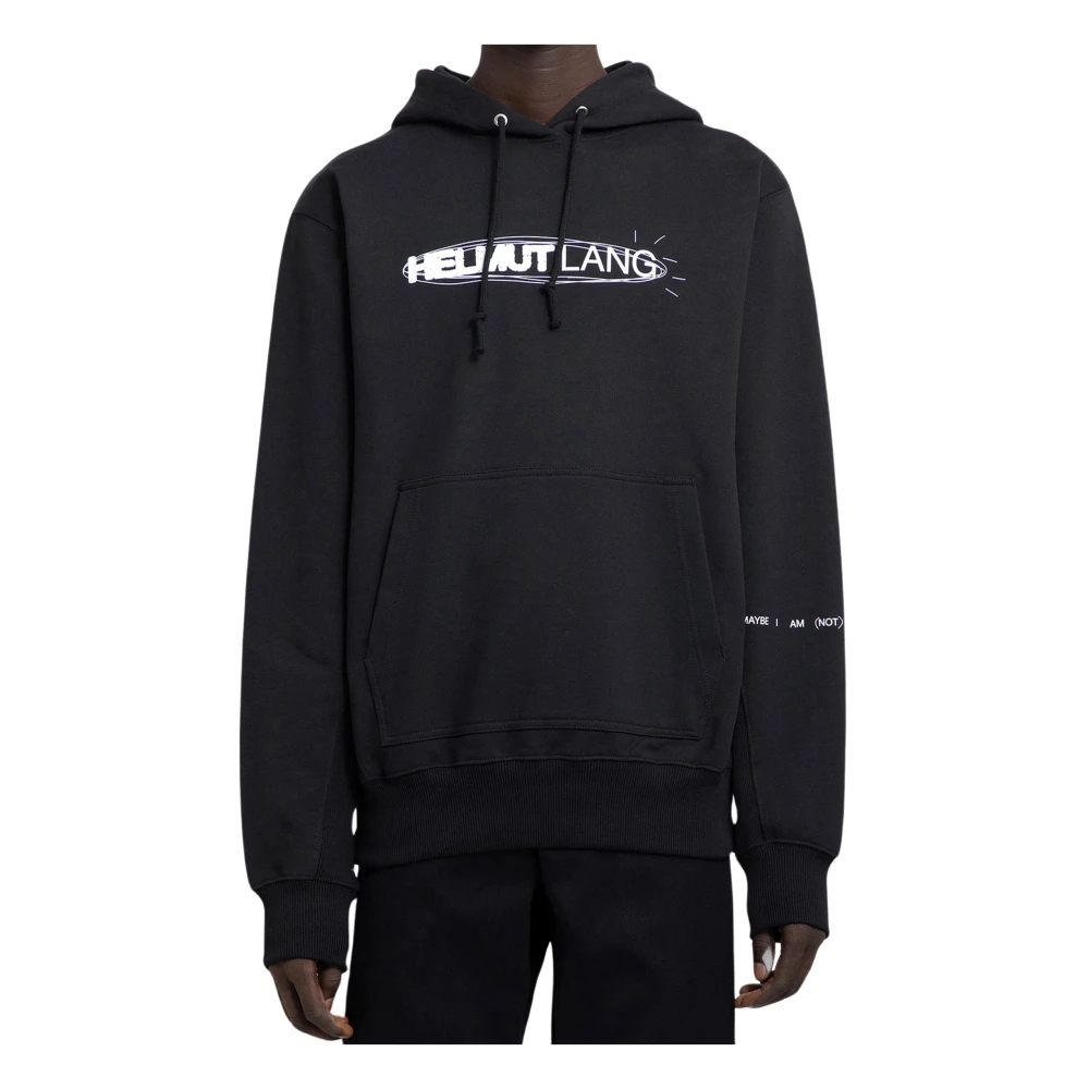 Helmut Lang Svart hoodie med grafiskt tryck Black, Herr
