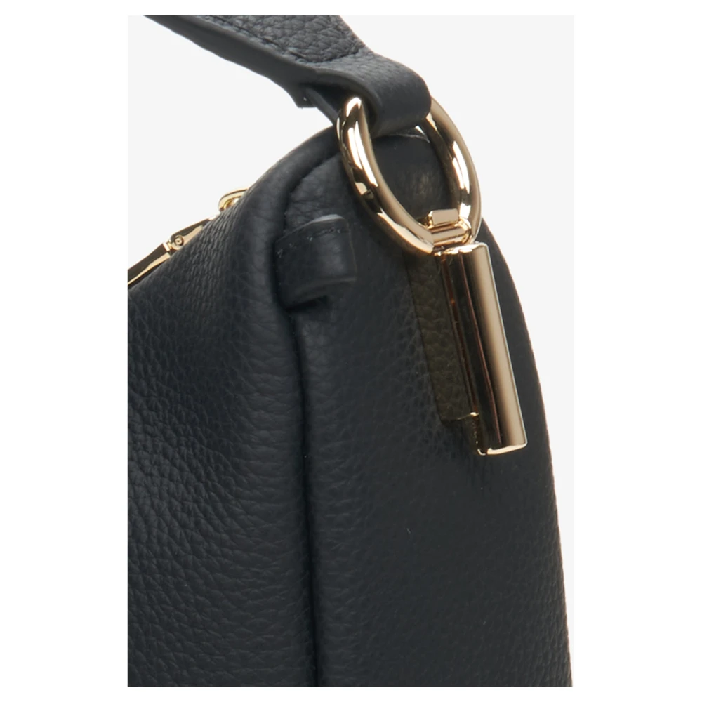 Estro Zwarte Halvemaanvormige Handtas gemaakt van Echt Leer Er00114352 Black Dames