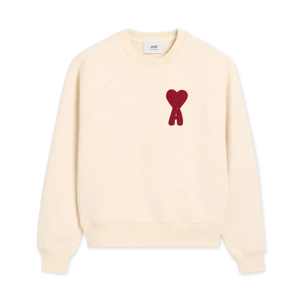 Ami Paris Mannelijk Beige Hoodies & Sweatvesten Heren, 2XL, Katoen, Ami De Coeur Sweatshirt