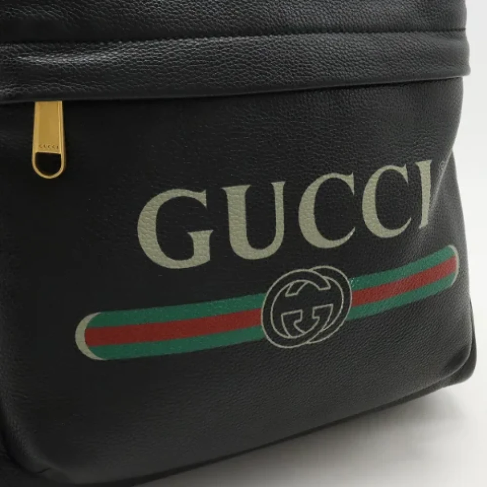Gucci Vintage Pre-owned Leather backpacks Black Dames
